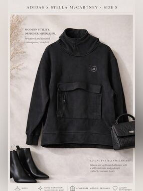 Adidas by Stella McCartney Black Oversized Hoodie Pullover Size S